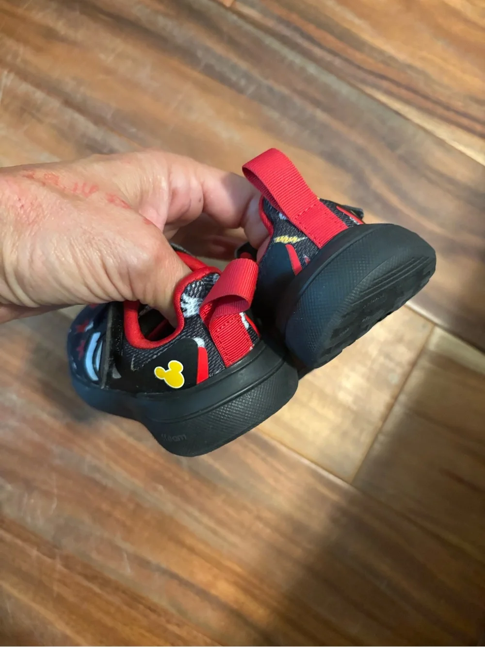Disney x Adidas Toddler Sneakers Mickey Mouse Black Red Size 4K Hook & Loop (s4)